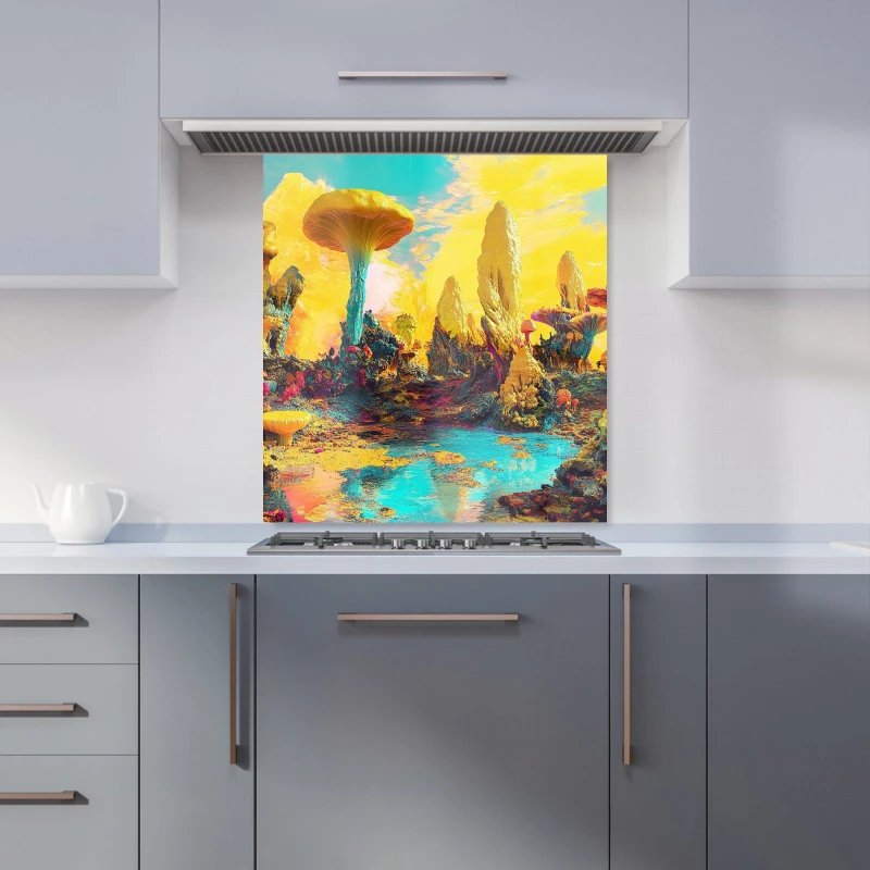 Image of Designer Kitchen Splashbacks Elena Sable: 00032 Kitchen Splashback Size: 700mm x 650mm Multicolor Unisex 700mm x 650mm