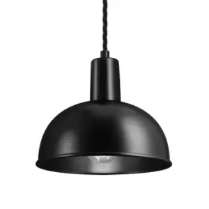 image of Industville Sleek 8" Dome Pendant / Black and Copper Holder