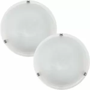Image of Loops - 2 pack Wall Flush Ceiling Light Colour Chrome Shade Glass Alabaster E27 2x60W