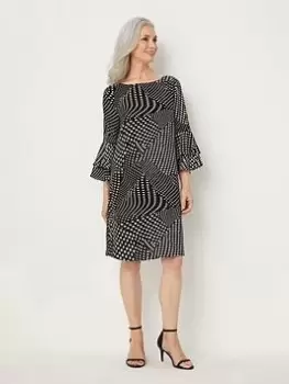 Image of Wallis Spot Print Shift Dress - Black, Size 16, Women