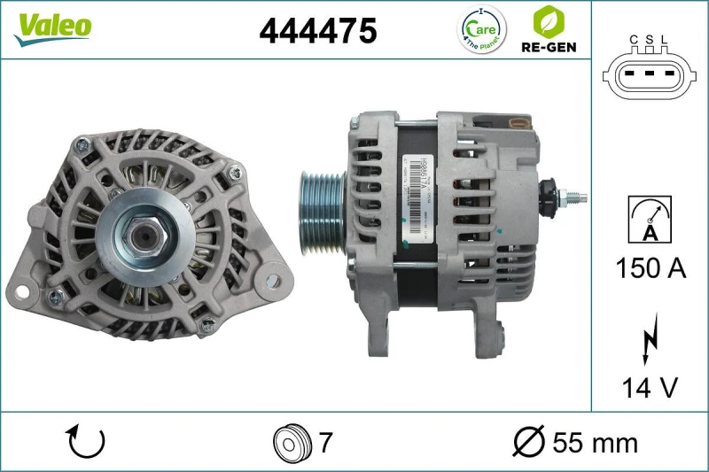 Image of VALEO 444475 Generator VALEO RE-GEN REMANUFACTURED Alternator Charging Current: 150A, Voltage: 14V Alternator (4)