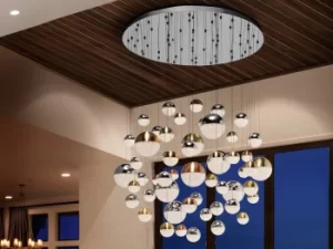 Image of Sphere Dimmable 55 Light Integrated LED Light Pendant Light Cluster Drop, Chrome, Copper, Brass, Bluetooth control