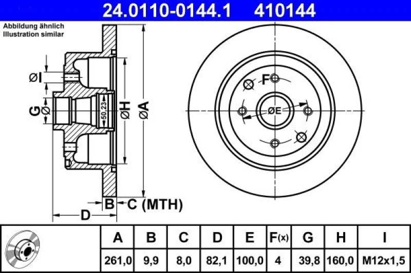 Image of ATE 24.0110-0144.1 Brake disc solid Brake Disc (82)