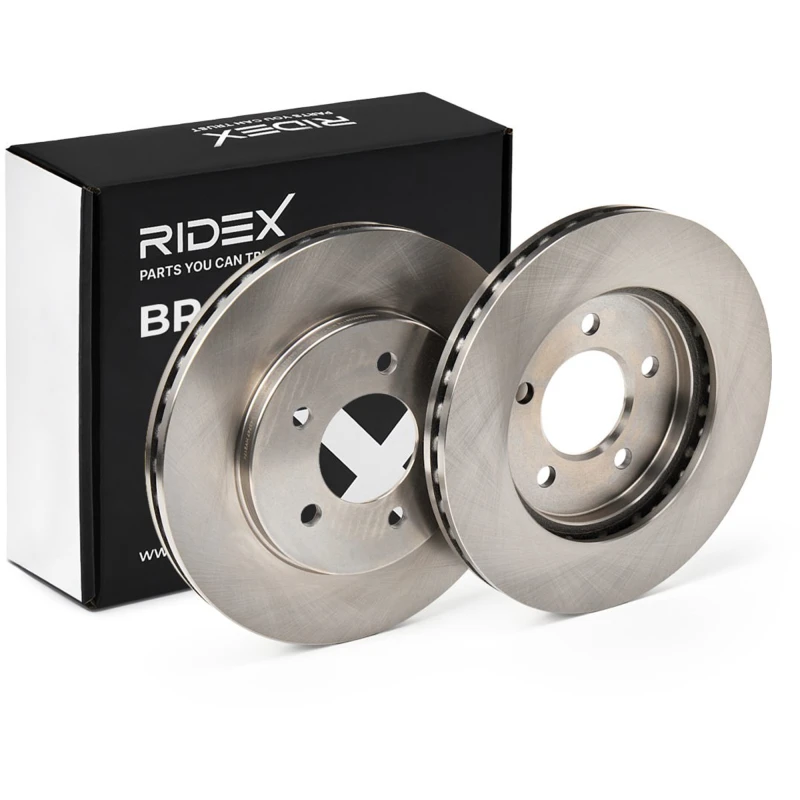Image of RIDEX 82B0127 Brake disc Front Axle, Vented, Cast Iron, Uncoated, Untreated, without bolts/screws Cast Iron Brake Disc (82)