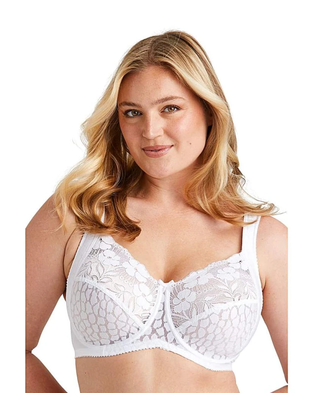 Image of Miss Mary of Sweden Miss Mary Jacquard & Lace Bra White - Miss Mary of Sweden - Size: 44DD White Female 44DD RF27930