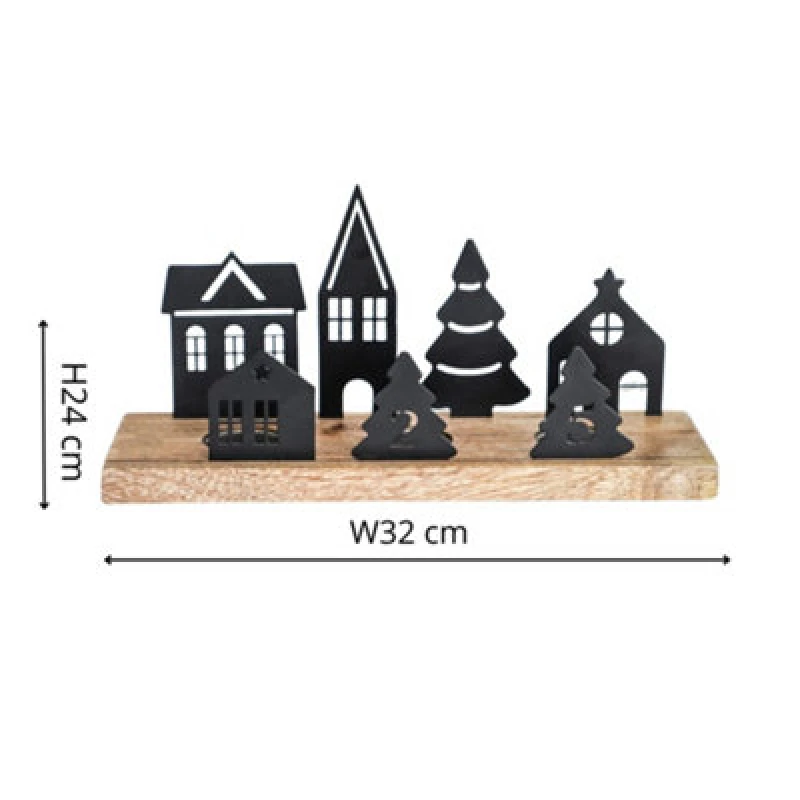 Image of Ivyline Wooden Advent Candle Holder With Metal Accessories H24Cm D32Cm