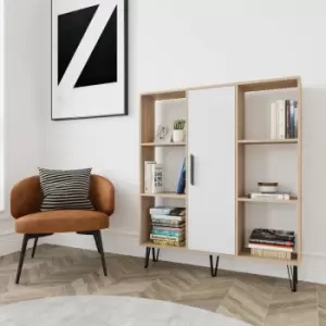 Image of Decorotika - Peoria Multipurpose Standard Bookcase Bookshelf Shelving Unit Display Unit With Cabinet - Oak / White - Oak / White