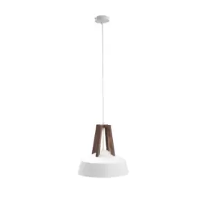 image of Trix Dome Pendant Ceiling Light White, Brown, 34cm, 1x E27