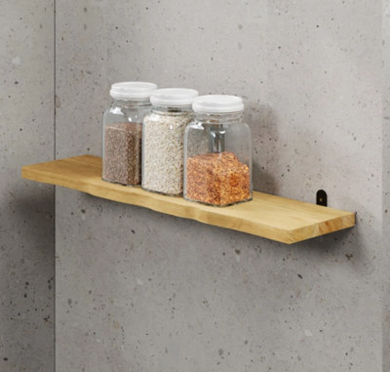 Image of Core Products Chunky Pine Shelf Kit 60Cm - Wavy Live Edge Wall Display, Metal L Brackets, Antique Wax Finish
