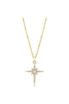 Image of Gold Plated Opal and Cubic Zirconia Pendant Necklace