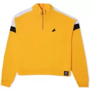Image of Hufflepuff House Womens Funnel Neck Cropped Sweater - Yellow - M