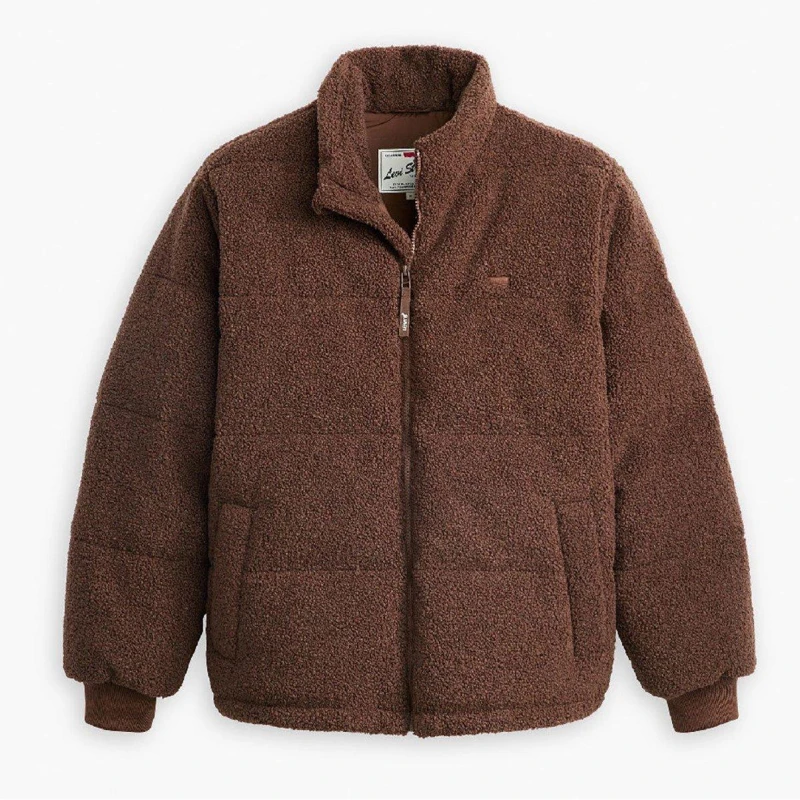 Image of Levis Mens Rocky Short Puffer Jacket Fondue Fudge male S