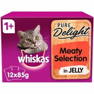 image of Whiskas 1+ Pure Delight Meaty Selection in Jelly Cat Food 12 x 85g