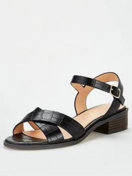 image of OFFICE Measure Flat Sandal - Black Croc, Size 5, Women