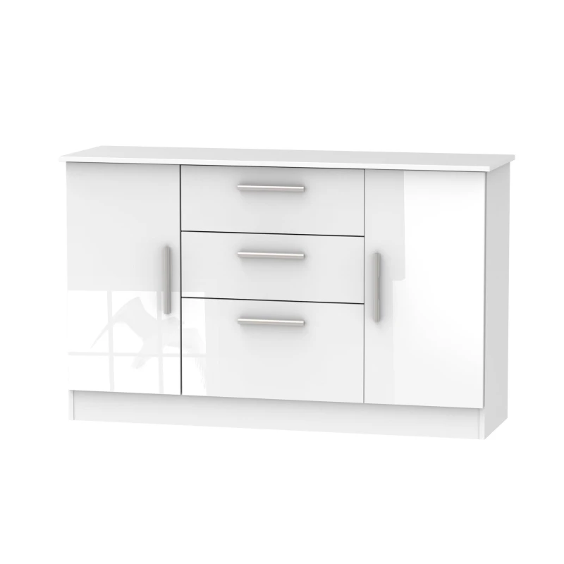 Image of Ready Assembled 2 U Trent 2 Door 3 Drawer Sideboard (Ready Assembled) White