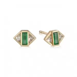 Image of Beloved Green Onyx Stud 18ct Gold Plated Earrings JE03_GP