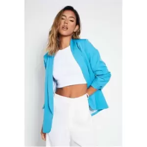 I Saw It First Blue Ruched Sleeve Blazer - Blue