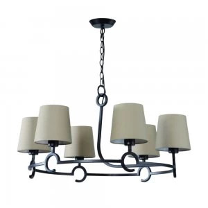 Image of Ceiling Pendant 6 Light E27 with Taupe Shades Brown Oxide