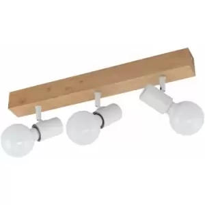 image of Loops - 3 Spot Wall Flush Ceiling Light Colour Brown White Shade Bulb E27 3x60W