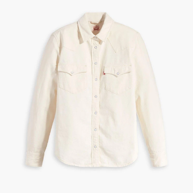 Image of Levis Womens Ultimate Western Long Sleeve Denim Shirt Icy Ecru 4 female 8 (XS)