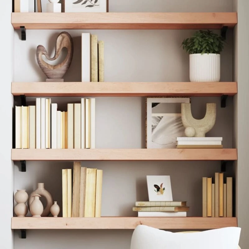 Image of VIDAXL Vidaxl - Wall Shelf 80x30x(2-6) cm Untreated Solid Wood Oak 8720845812652