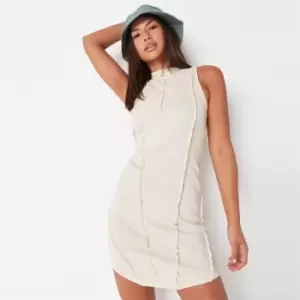 Missguided Seam Asym Hem Dress Slvless Rib - Neutral