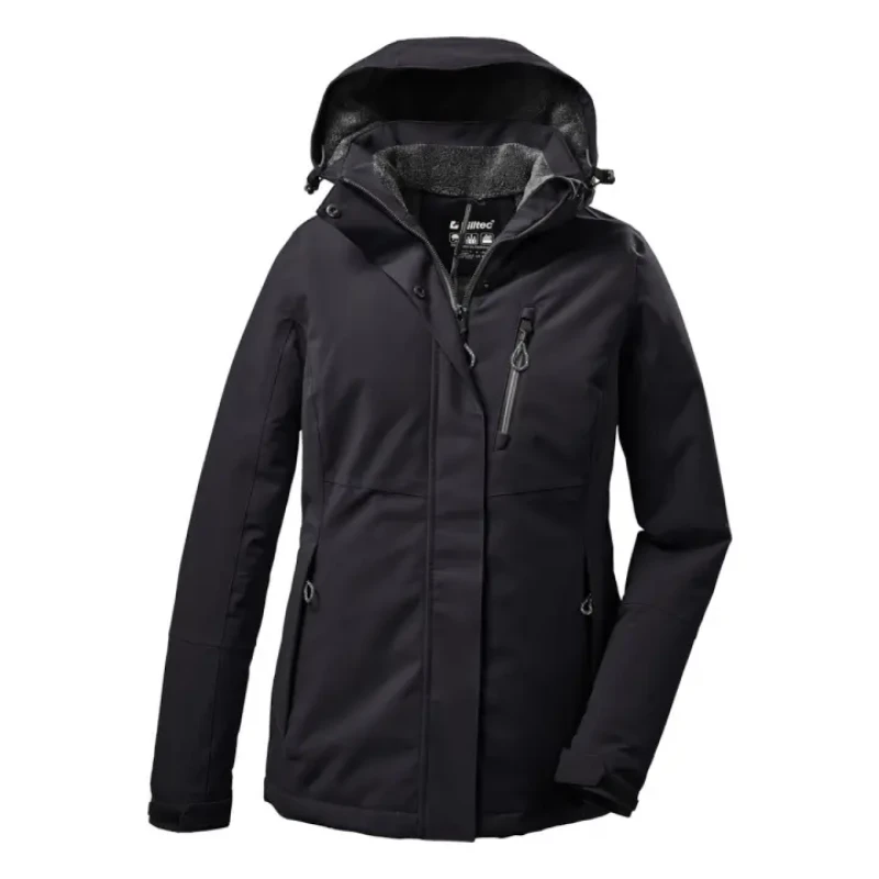 Image of Womens hooded waterproof jacket Killtec Kow 170 Noir Female 4XL
