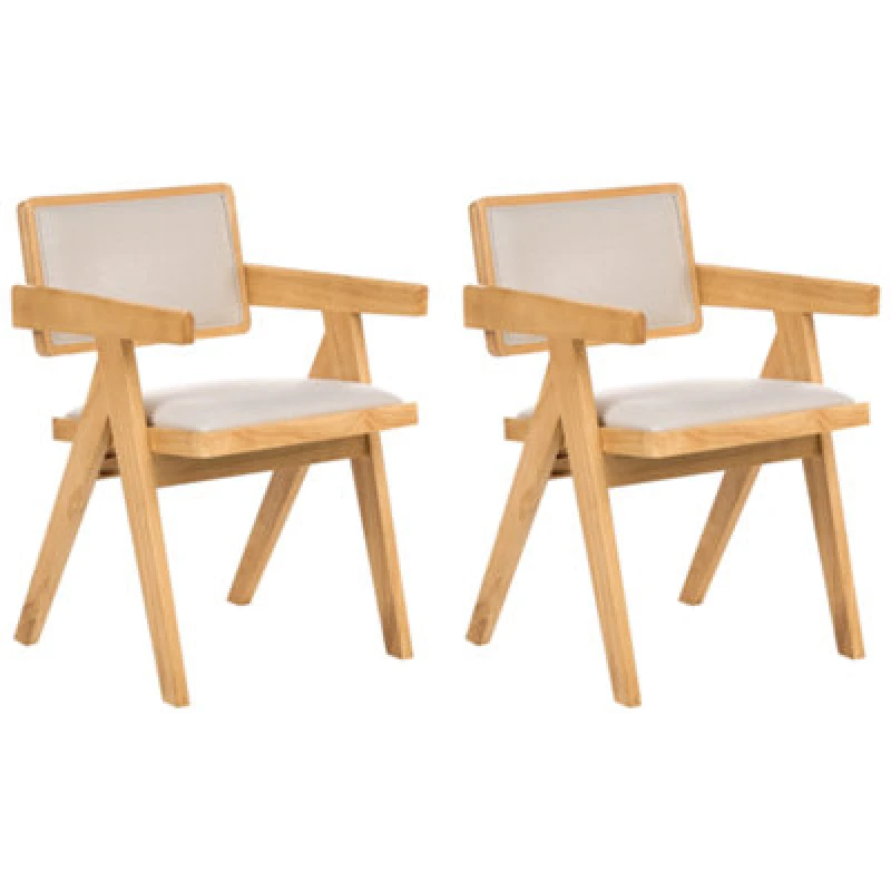 Image of Beliani Set Of 2 Dining Chairs Carmody Wood Light Brown
