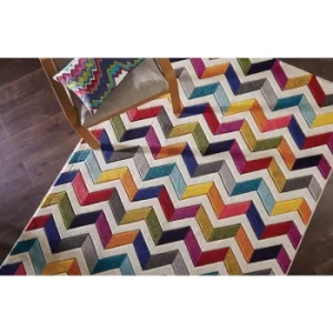 Image of Modern Quality Handcarved Geometric Design Multi Colour Soft Rug in 80x150cm (2'6''x5'0'') Bolero
