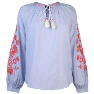 image of SET Womens Tassel Blouse - 0535 Blue