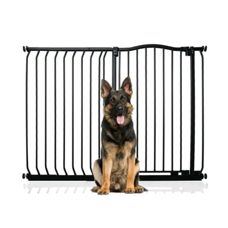 Image of Bettacare Extra Tall Curved Top Dog Gate, 125Cm - 134Cm, Matt Black, Extra Tall 100Cm In Height, Pressure Fit Pet Gate