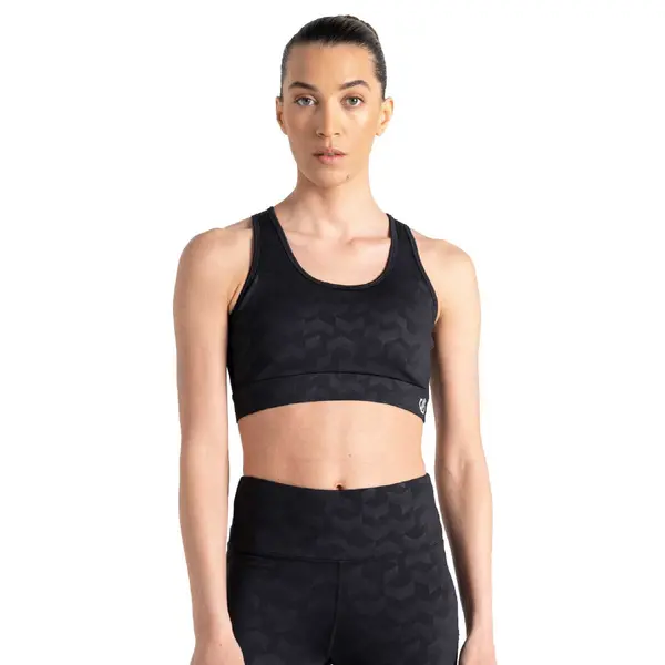 image of Dare 2B Womens Swift Activewear Sports Bra S - UK Size 10 Black Chevron Print DWU385-C84-S