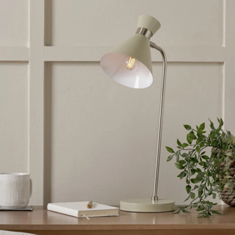 Image of Ruma Brushed Silver Metal Table Lamp in Light Green Light Green Unisex