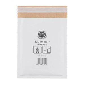Image of Jiffy Mailmiser Size 0 Protective Envelopes Bubble lined 140x195mm White 1 x Pack of 100 Envelopes