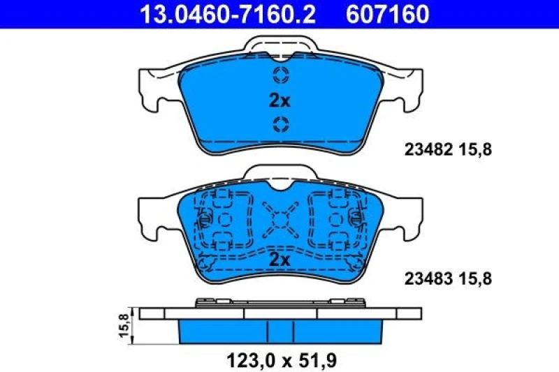 Image of ATE 13.0460-7160.2 Brake pad set excl. wear warning contact Brake Pad Set,disc brake (402)
