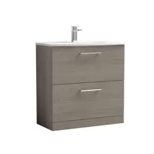 Image of Nuie Arno 800mm Floor Standing 2 Drawer Vanity & Basin 4 Solace Oak