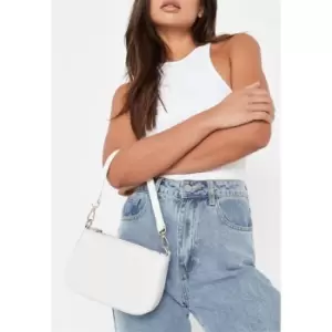 image of Missguided Croc Shoulder Bag - White