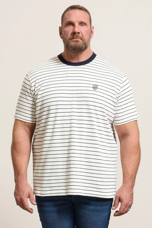 Image of BadRhino BadRhino Men Stripe Pique T-Shirt in Off White Size: X-Large Off White X-Large Male 5063853039165