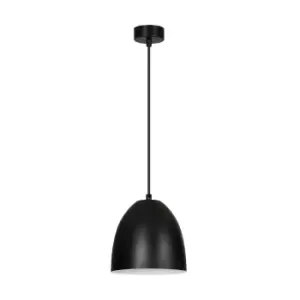 image of Lenox Black/White Dome Pendant Ceiling Light 1x E27