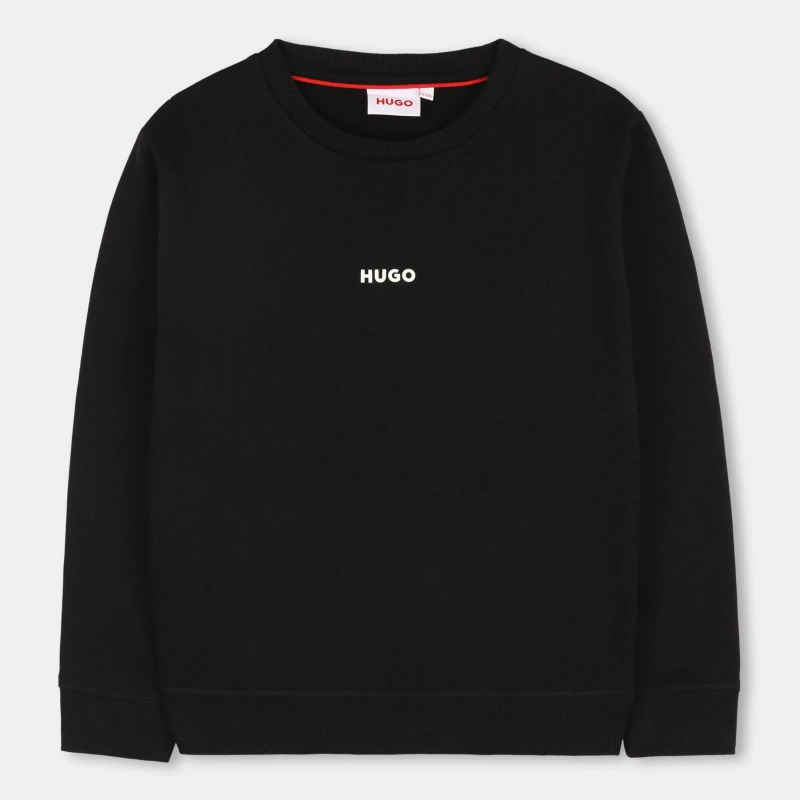 Image of Hugo Kids Logo Crew-Neck Sweatshirt Black male 4Y