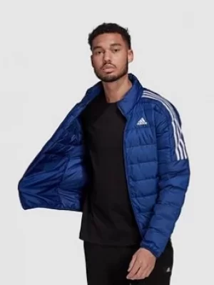 Image of adidas Essential 3 Stripe Down Jacket, Blue, Size 2XL, Men