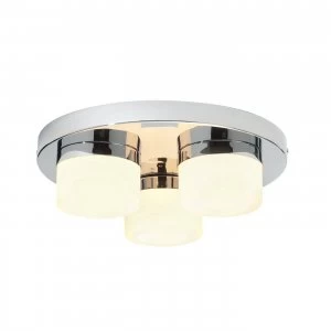 Image of 3 Light Semi Flush Bathroom Ceiling Light Chrome, Opal Glass IP44, G9