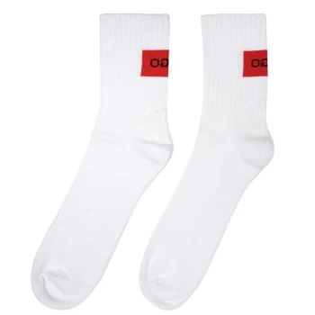 image of Hugo Black 2 Pack Ribbed Socks - White