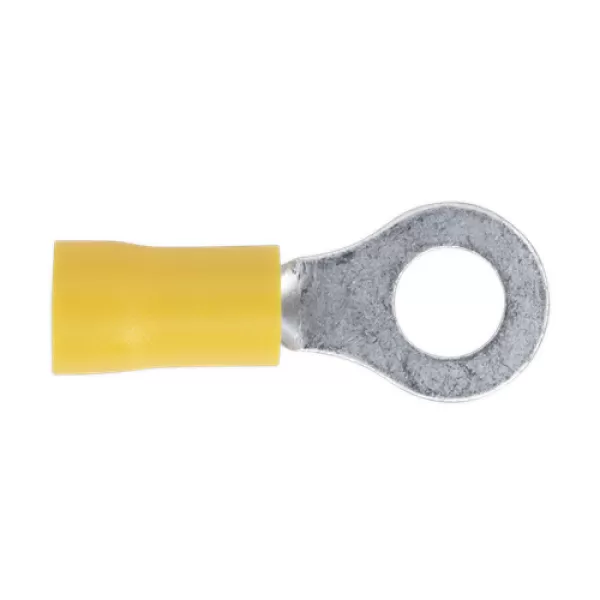 image of Genuine SEALEY YT19 Easy-Entry Ring Terminal &#216;6.4mm (1/4) Yellow Pack of 100