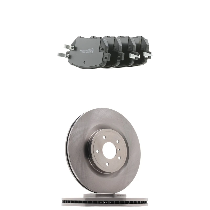 Image of RIDEX 3405B2734 Brake disc and pads set Front Axle, Brake Disc Type: internally vented, with acoustic wear warning Brake Set,disc brakes (3405)