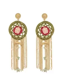 image of Bibi Bijoux Gold Multi 'Dreamcatcher' Crochet Earrings, Gold, Women