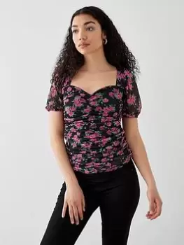 Image of Dorothy Perkins Ruched Front Sweetheart Top - Multi, Size L, Women
