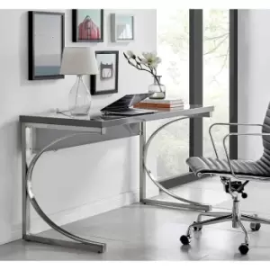 image of Valencia Grey High Gloss Modern Office Desk - Large 140cm