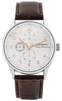 Ben Sherman Mens Brown Leather Strap White Multi Dial Watch