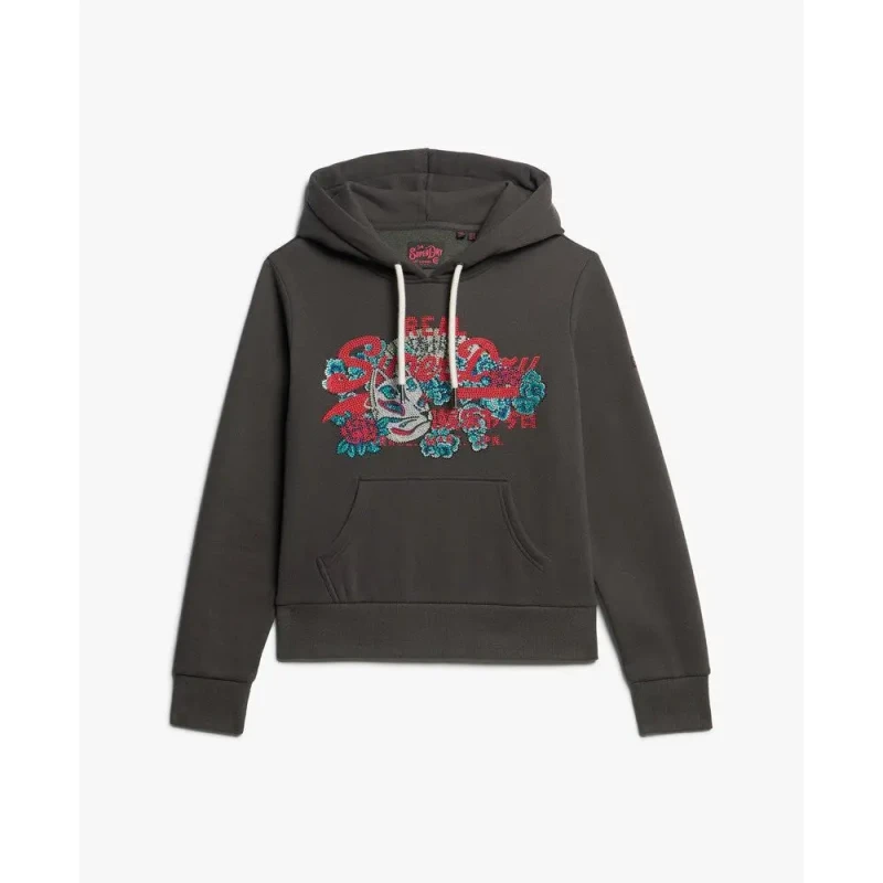 Image of Superdry Womens hooded sweatshirt Superdry Vintage Logo Tokyo Noir Female XS